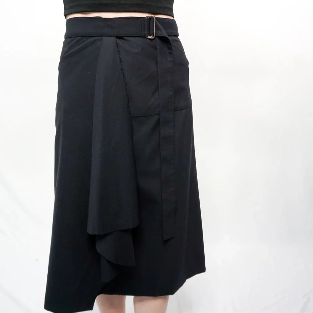 TOTOKAELO Shuri Wool Blend Pleated Wrap Skirt NWT - Picture 6 of 8